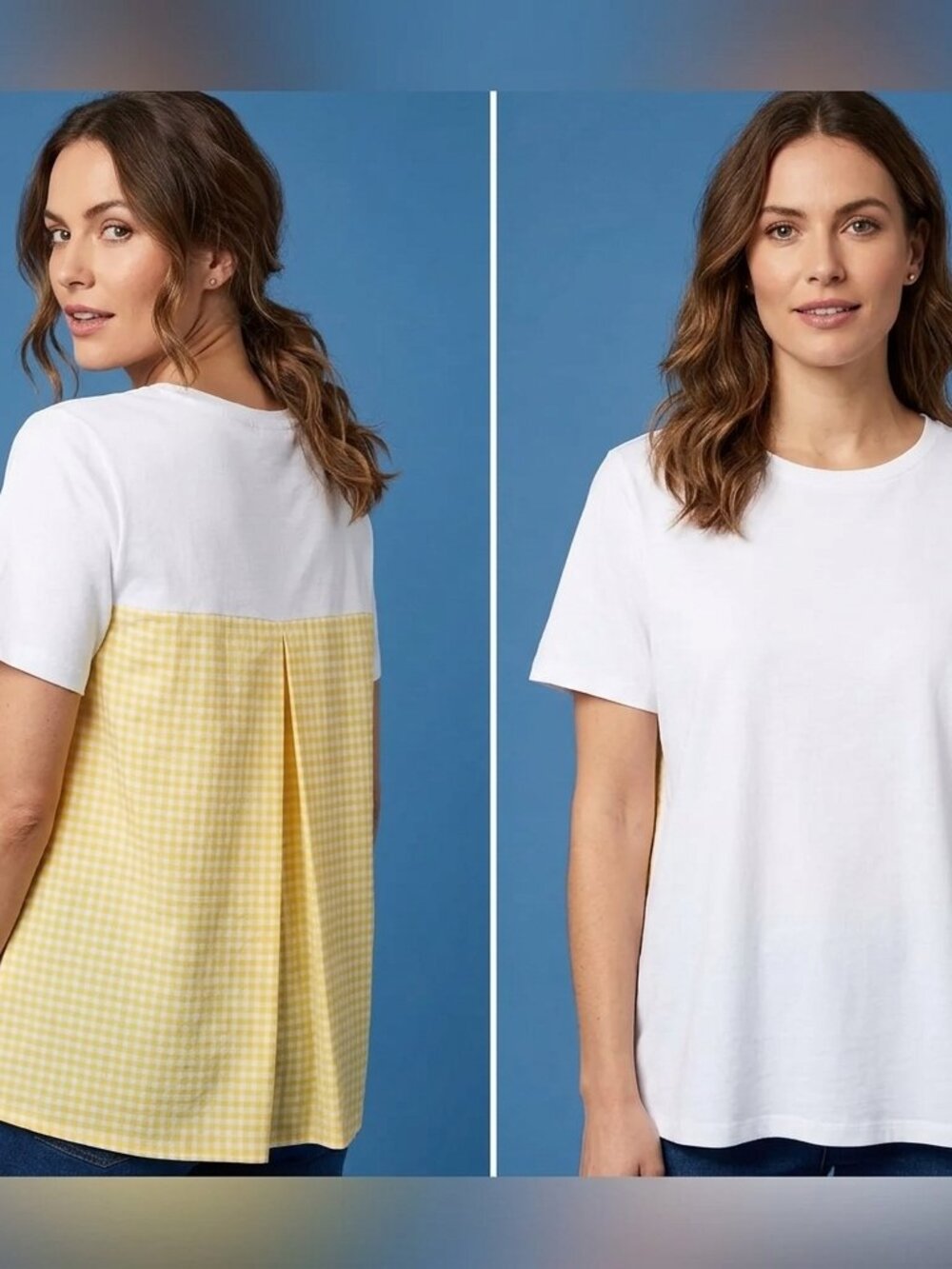 NWOT Oliver Bonas White Yellow Gingham Back Tee Size 10